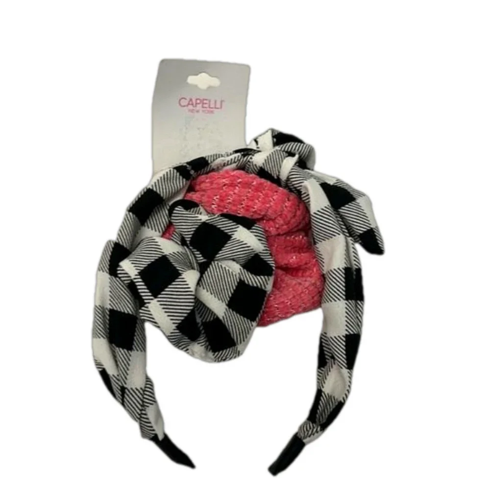 Capelli Plaid Headband and Scrunchie Set